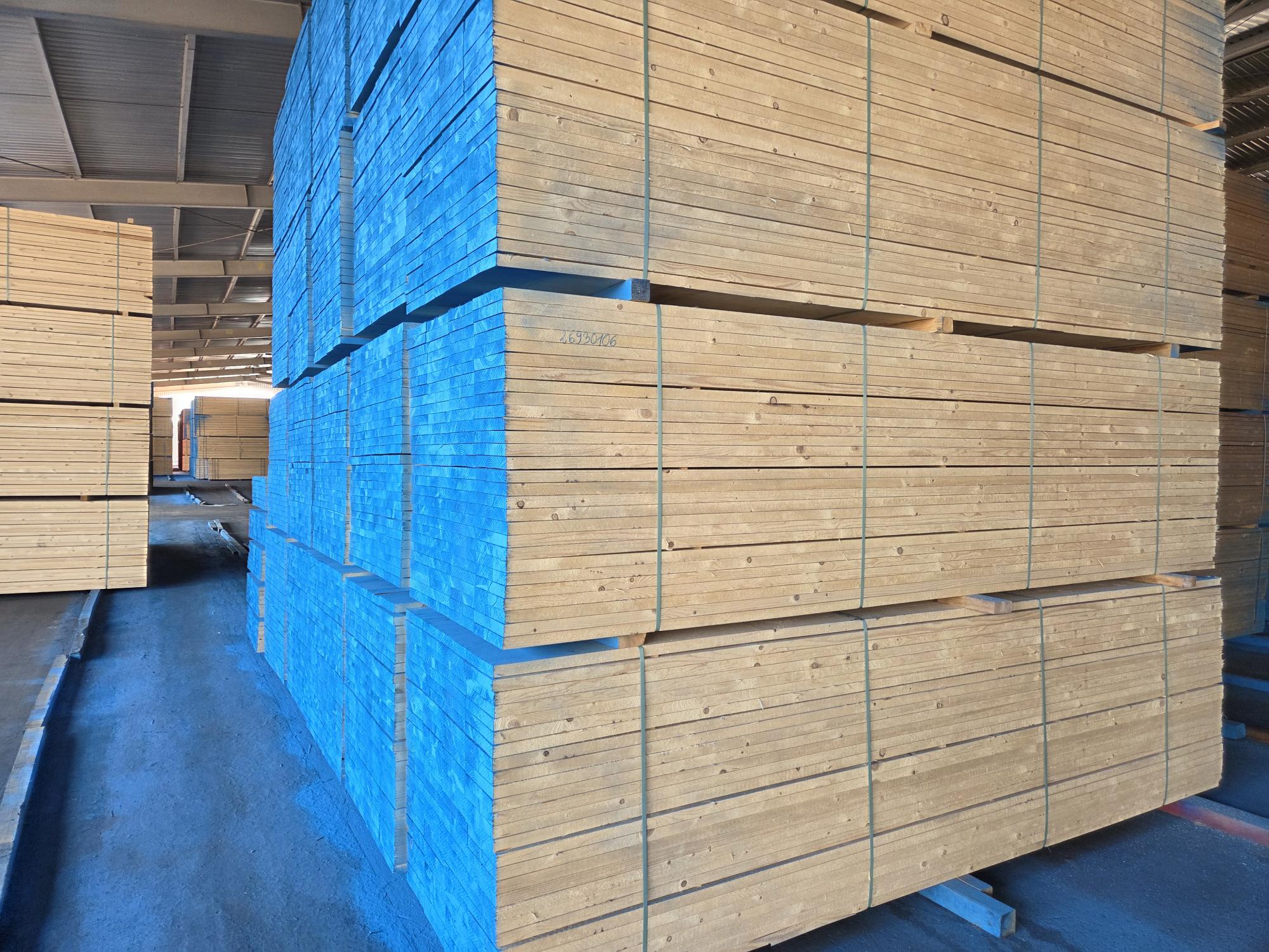 Timber stacked in the warehouse