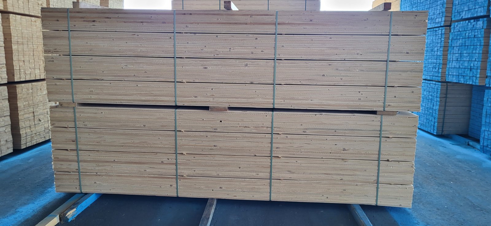 Stacked lumber packages